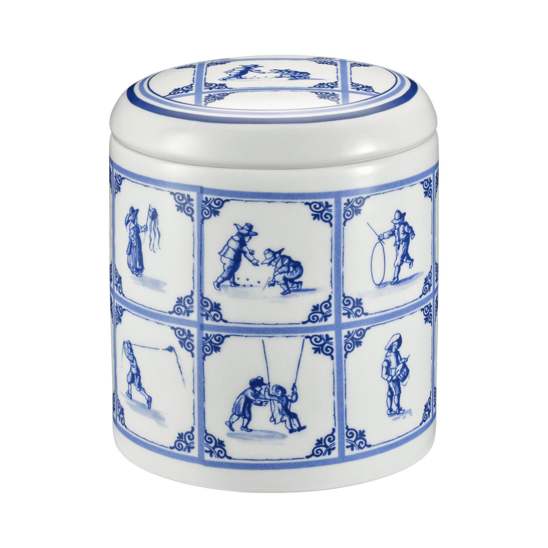 Delft Blue Jar 'Dutch Games' - 1 jar with 10 pc - Hans Egstorf